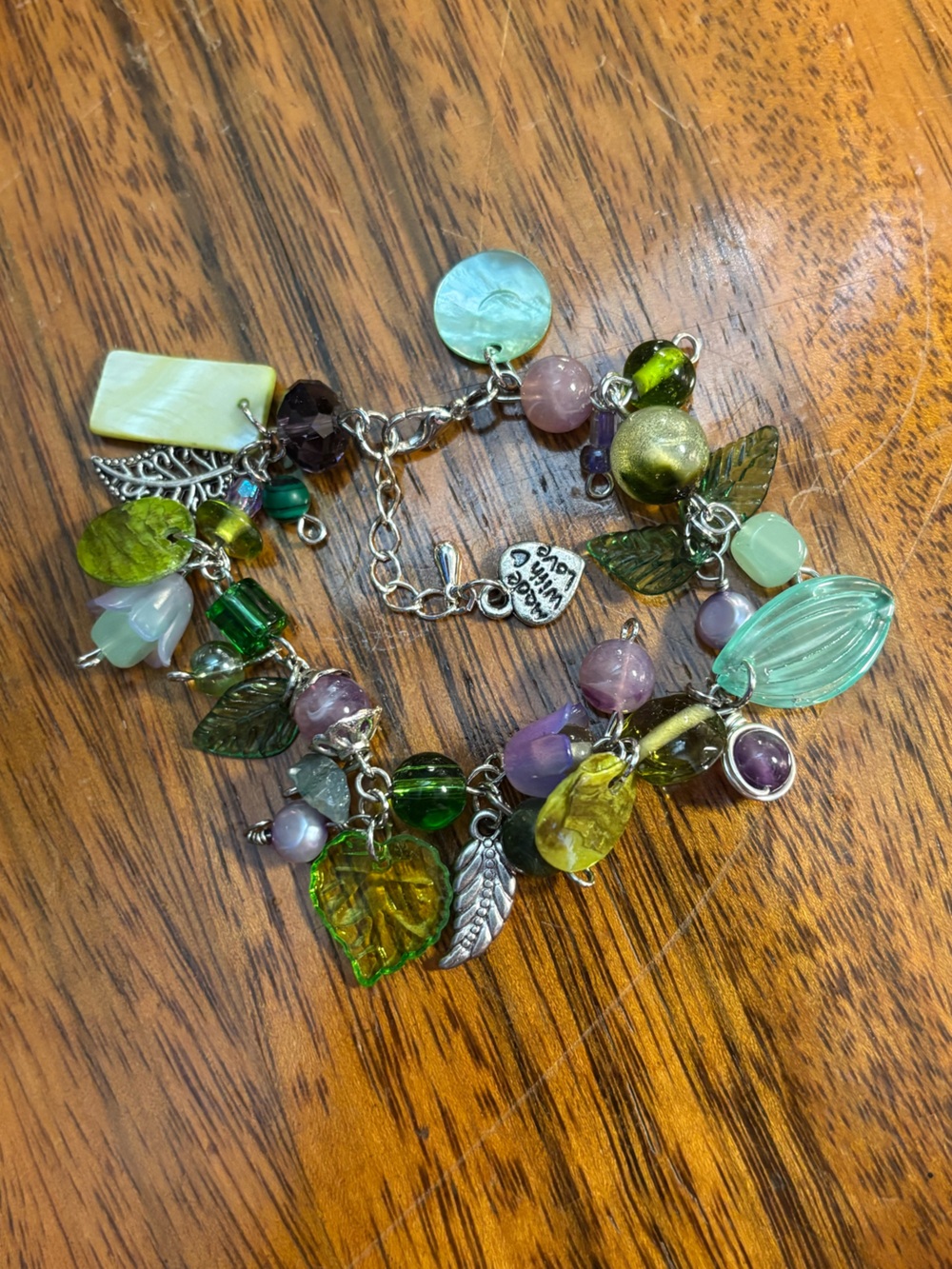 purple and green flower bracelet